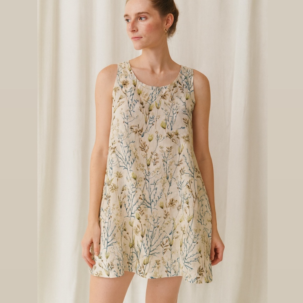 100% Linen Cynthia Rowley Summer Dress with side pockets